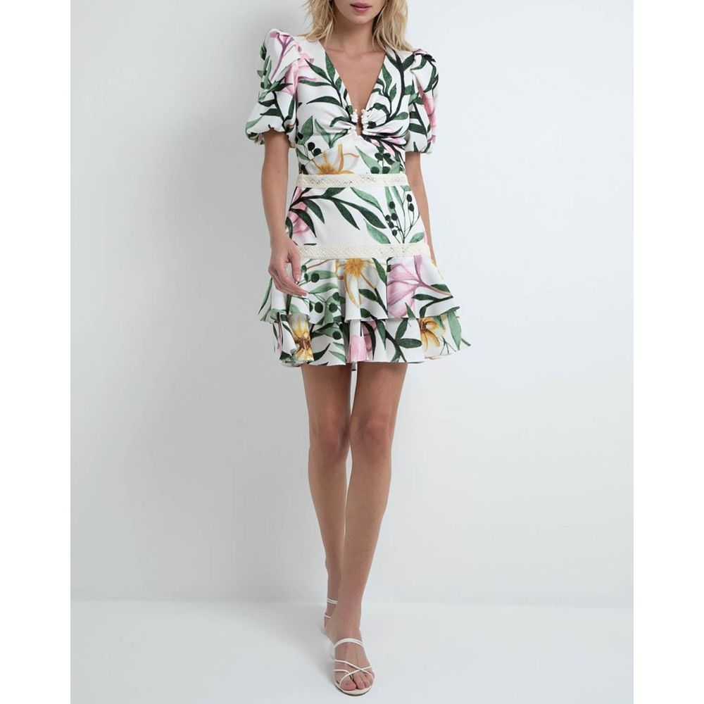 PatBO Floral Mini Dress - Green, Pink, White